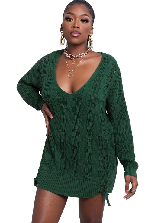 Love Letters Cable Knit Lace Up Sweater